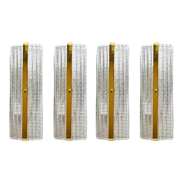 Contemporary Luxury Murano Glass Wall Sconces With Gold Finish — Set of Four For Sale