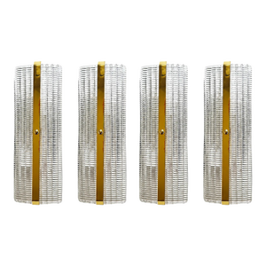 Contemporary Luxury Murano Glass Wall Sconces With Gold Finish — Set of Four