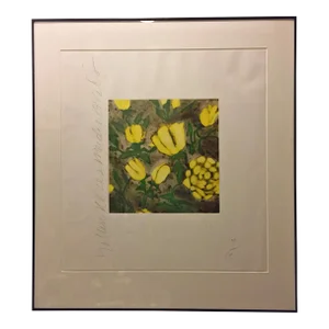 1990s Yellow Roses Abstract Print by Donald Sultan, Framed