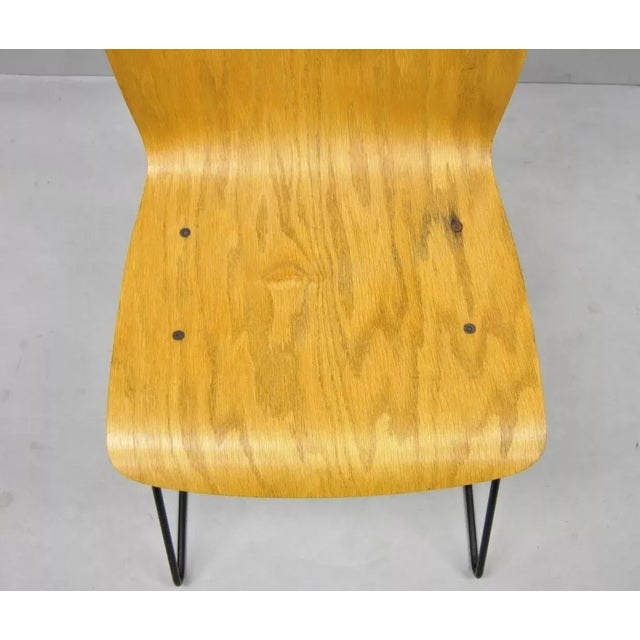 Late 20th Century Vintage Mid Century Modern Bent Plywood Iron Base Tilt Back Side Chair For Sale In Philadelphia - Image 6 of 10