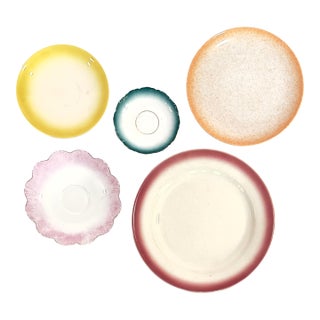 Flirty Fresh & Fun Multicolored Ombré Decorative Wall Plate Curation - Group of 5 For Sale