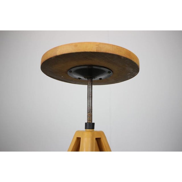 Mid-Century Modern Adjustable Atelier Stool, Czechoslovakia, 1960s For Sale - Image 6 of 9
