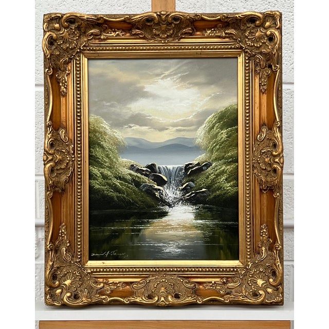 Whispers of the Falls - River Lake Waterfall with Lush Trees by British Artist 1976 For Sale - Image 11 of 14