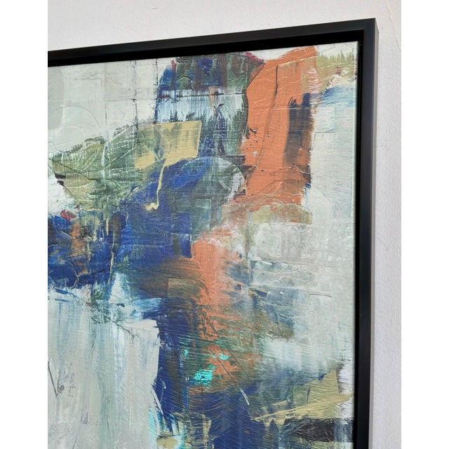 Stylish Abstract Modern Traction 1 Giclee on Canvas, black wood floater frame, showroom floor sample