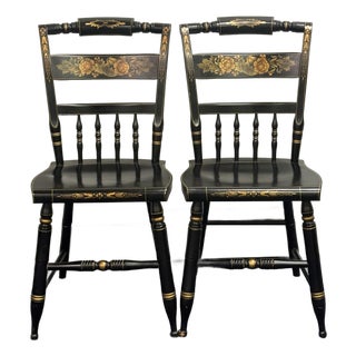 Vintage Paint Decorated Hitchcock Chairs - A Pair For Sale
