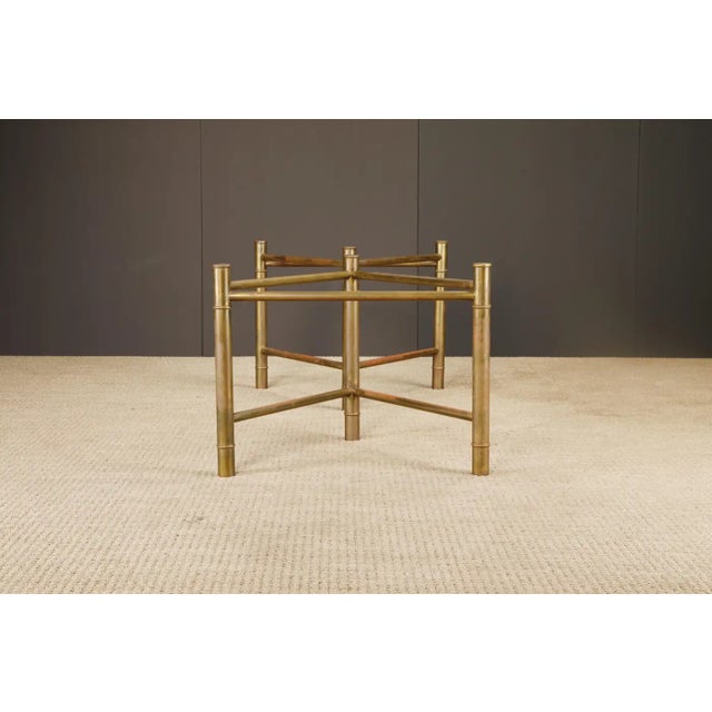 Mastercraft Patinated Brass Faux Bamboo Dining Table / Desk Bases, 1970s For Sale - Image 11 of 16
