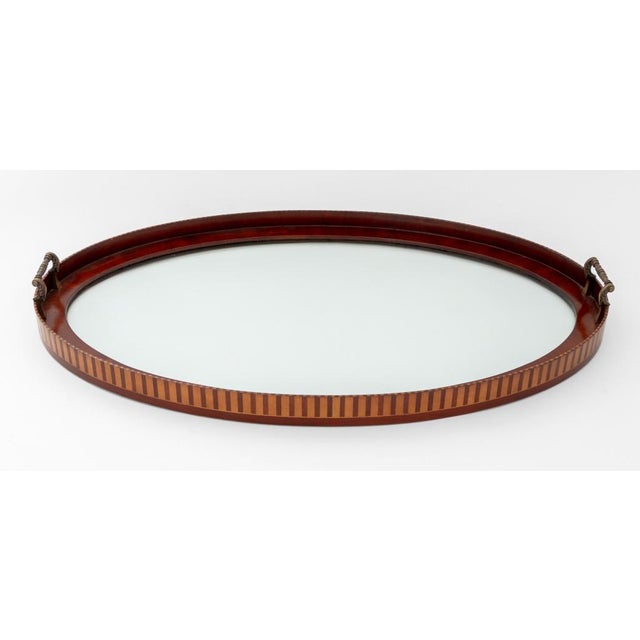 Sheraton Style Parquetry Mahogany Oval Tray Table For Sale In New York - Image 6 of 7