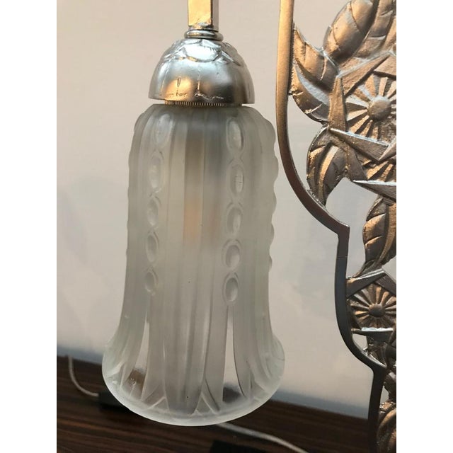 Early 20th Century Geometric G Leleu French Art Deco Table Lamp For Sale - Image 5 of 13