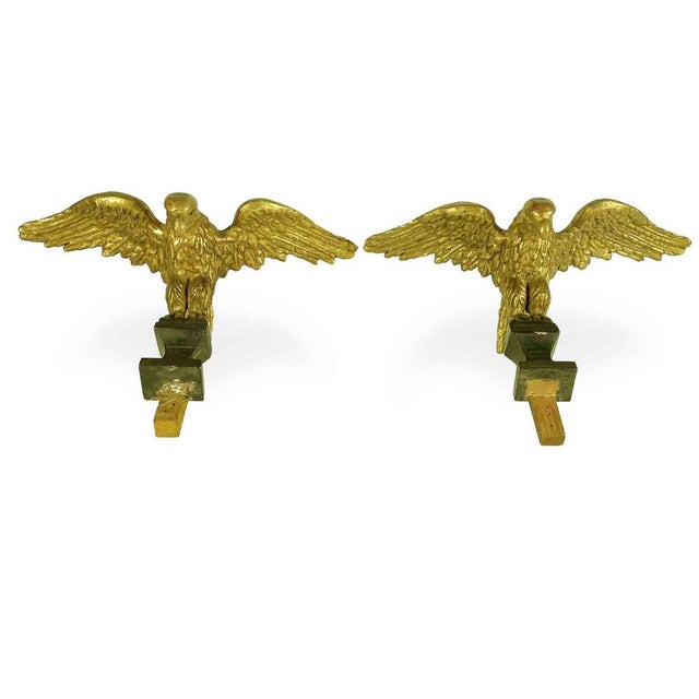 Black Unknown, Carved and Gilded Wooden Eagles, 1800s, Gold Leaf & Pinus Cembra, Set of 2 For Sale - Image 8 of 9