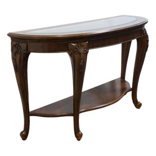 American Drew Bob Mackie Home Classics Traditional Style 60" Demilune Accent Sofa Table W. Glass Top 583-927 For Sale