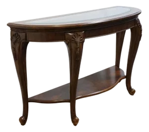 American Drew Bob Mackie Home Classics Traditional Style 60" Demilune Accent Sofa Table W. Glass Top 583-927