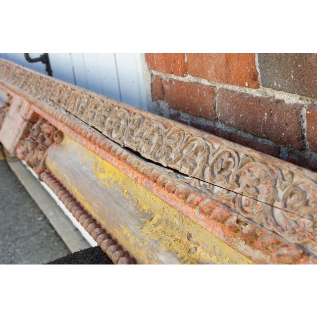 Wood Long 18th Century Gangaur Architectural Carved Beam For Sale - Image 7 of 13