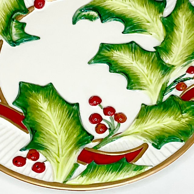 1990s 1990s Vintage Hollywood Regency Americans Fitz & Floyd Noel Classique Canapé Plate, Christmas For Sale - Image 5 of 8