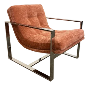 Mid-Century Modern Chrome Base Club Chair