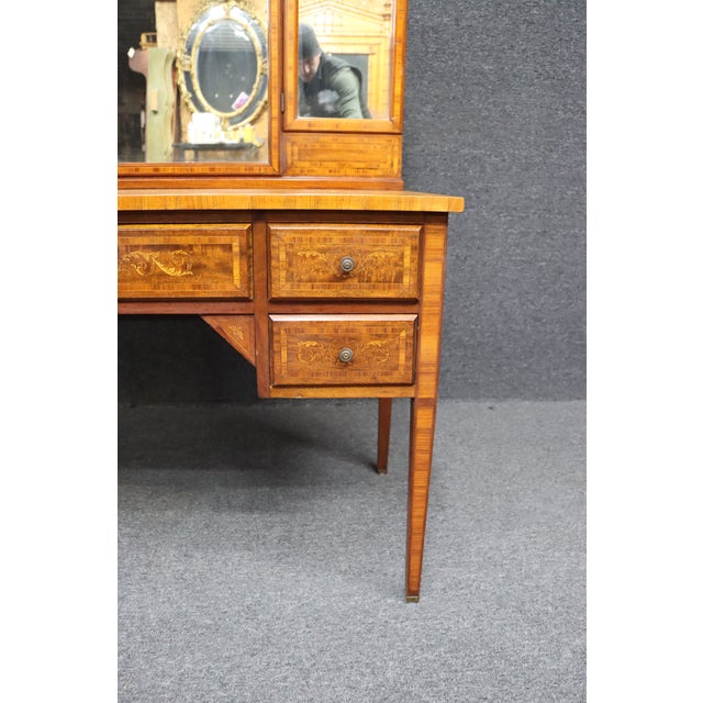 Aimone Mahogany & Satinwood inlay vanity and mirror *knee clearance 22.5"