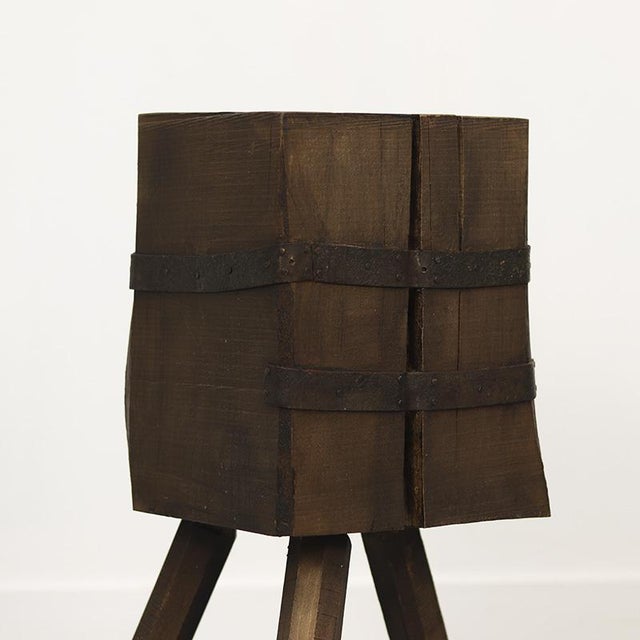 Brown Primitive Wabi Sabi Oak Rustic Farmhouse Chopping Block / Side Table For Sale - Image 8 of 11