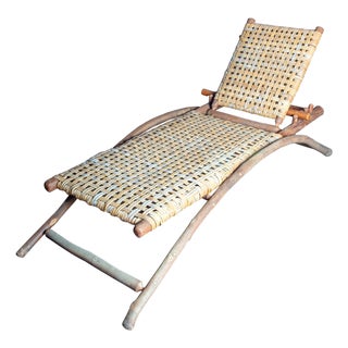 1990s Old Hickory Chaise Lounge, Hickory & Cane, Adirondack Style For Sale