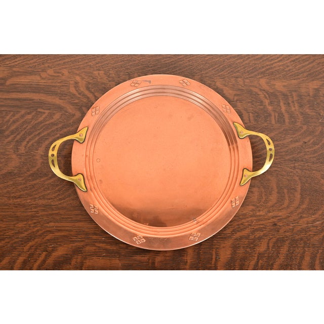 Roycroft Style Swedish Arts & Crafts Copper and Brass Handled Tray For Sale - Image 13 of 13