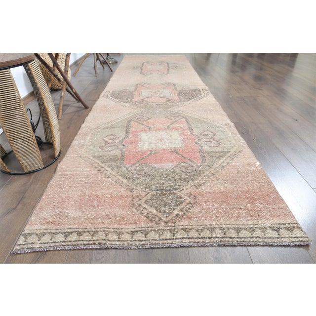 1970s Turkish Oushak Handmade Wool Cotton Orange Runner Rug For Sale - Image 4 of 11