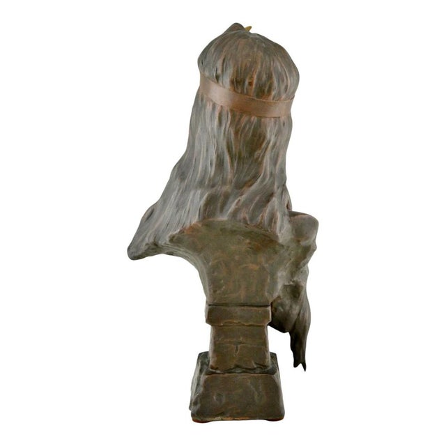 1900 - 1909 Emmanuel Villanis, Art Nouveau Diane Bust, 1900, Metal For Sale - Image 5 of 10