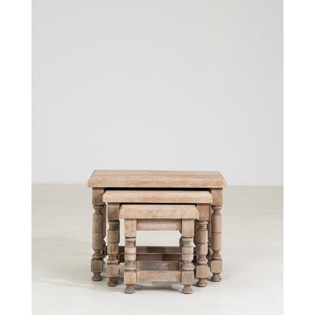 19th Century 19th Century France Antique White Wood Nesting Table For Sale - Image 5 of 11