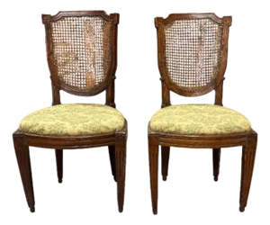 A Pair of Antique French Cane-Back Side Chairs
