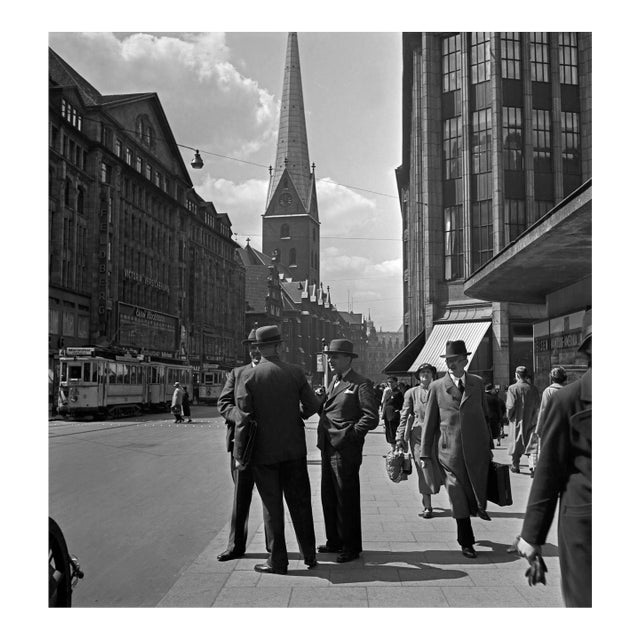 Business People, Talking Mönckebergstraße Hamburg Germany 1938 Printed 2021 For Sale