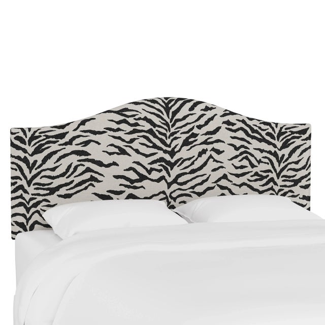 Kenmore Headboard in Cream Black Linen Zebra, Twin For Sale In Chicago - Image 6 of 6