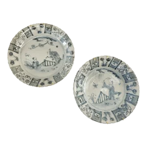 20th Century Chinese Chinoiserie Blue and White Charger Plates