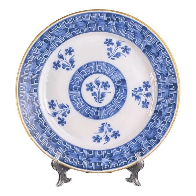 Large Delft Blue Faience Wall Plate, Netherlands, 1820 For Sale