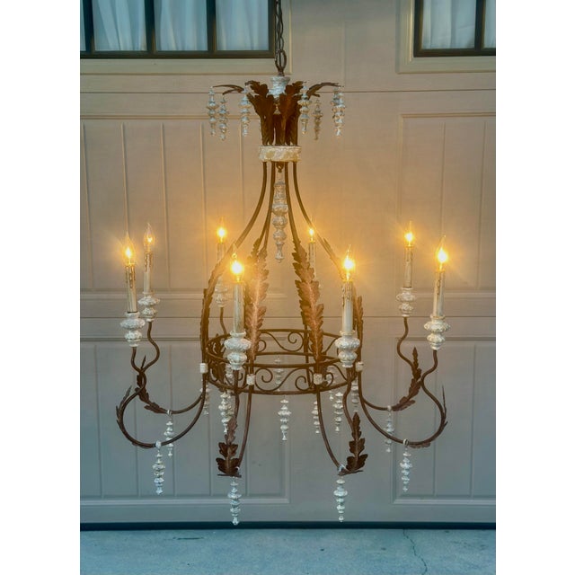 French Vintage French Rustic La Maison 8 Light Chandelier For Sale - Image 3 of 11