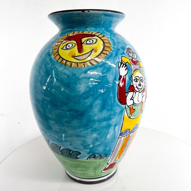 Ceramic 1960s Italy Hand Painted Collections Colorful Ceramic Vase For Sale - Image 7 of 11