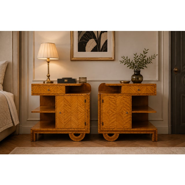 Vintage Polish Art Deco Nightstands, 1930s, Set of 2 For Sale - Image 15 of 15