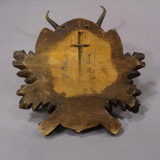 Wood Antique Springbok Trophy on Carved Plaque, Austria 1925 For Sale - Image 7 of 7