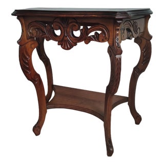 Vintage 1930s Petite French Provincial Carved Console Table by Eureka Parlor Mfg. Co. For Sale