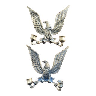 Vintage Metal Eagle Sconces— a Pair For Sale