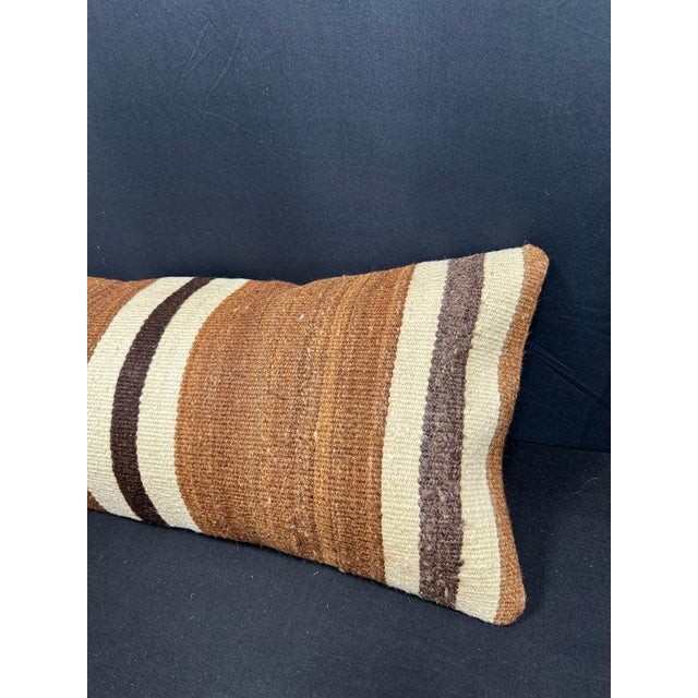 Turkish Hemp Pillow Cushion Natural Beige Brown Cushion Cover 14x40 For Sale - Image 4 of 4