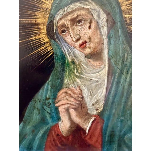 Virgin Mary in Prayer, 1600s, Oil on Copper For Sale - Image 3 of 7