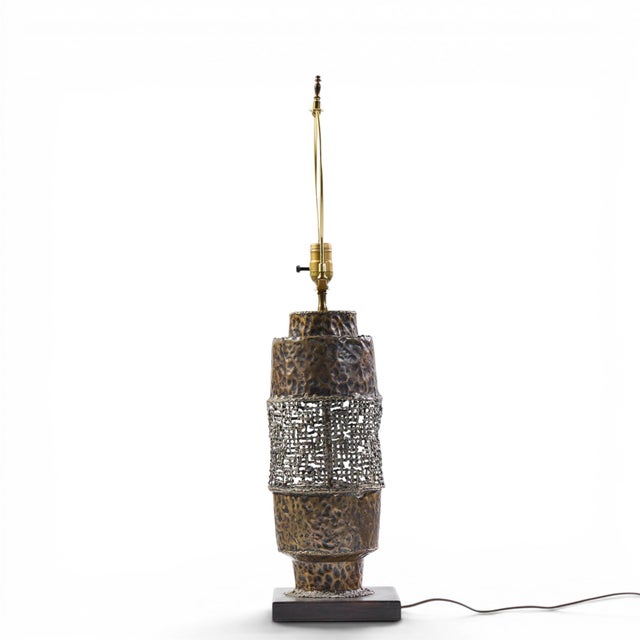 Marcello Fantoni Mid 20th Century Marcello Fantoni Mid Century Modern Brutalist Copper Table Lamp For Sale - Image 4 of 8