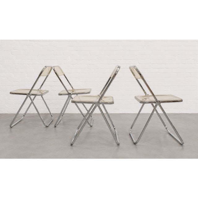 Mid Century Modern Italian Lucite "Plia" Folding Chairs by Giancarlo Piretti for Castelli, C. 1970s For Sale In New York - Image 6 of 14