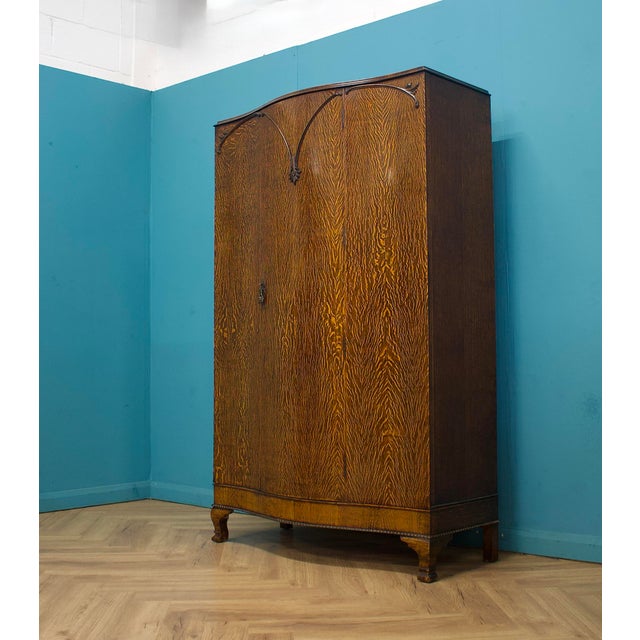 Vintage Art Deco Oak Wardrobe, 1930s For Sale - Image 4 of 12