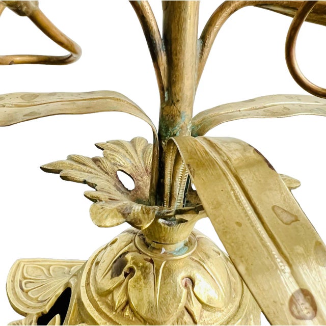 Metal French 19th Century Antique Brass Altar Candelabra, Set of 3 For Sale - Image 7 of 12