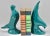 Teal Vintage Art Deco Italian Ceramic Bird Bookend Sculptures For Sale - Image 8 of 9