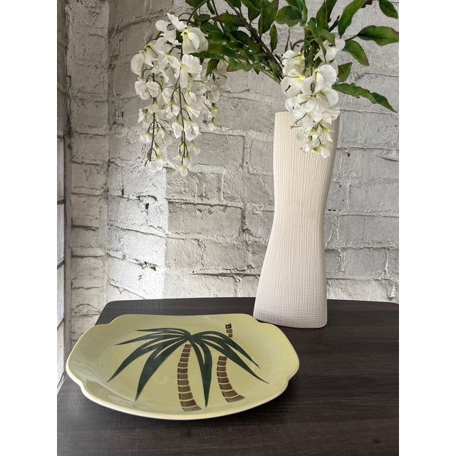 1940s Continental Kilns Tahiti Green Palm Tree Platter For Sale - Image 10 of 12