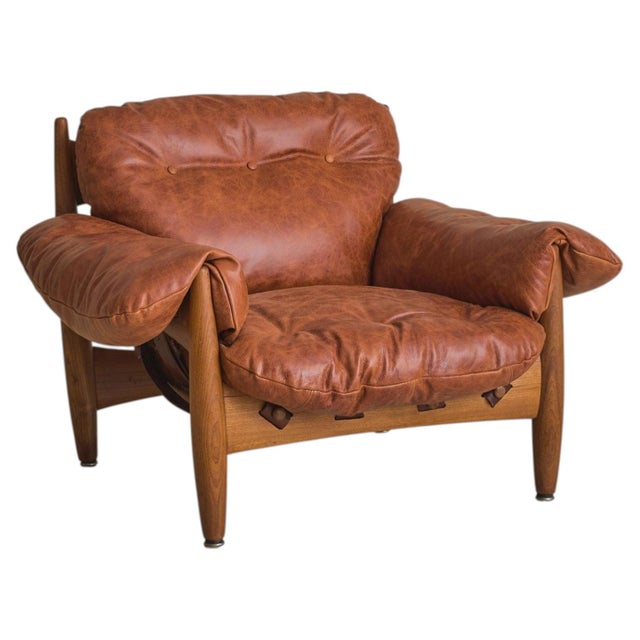 Jacaranda + Leather ‘Sheriff’ Lounge Chair by Sergio Rodrigues, 1957 - 2 Avail For Sale