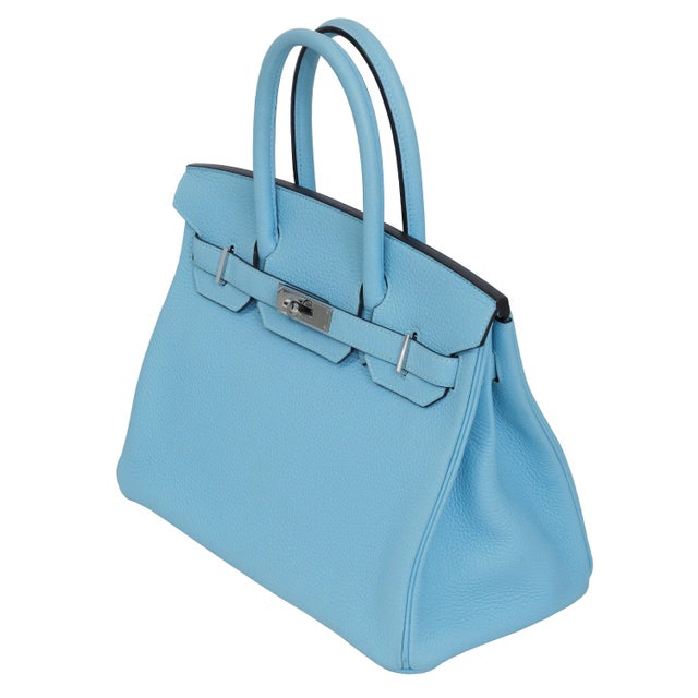2010s Hermès Birkin 30 Bleu Atoll Togo Palladium Hardware 2017 For Sale - Image 5 of 9