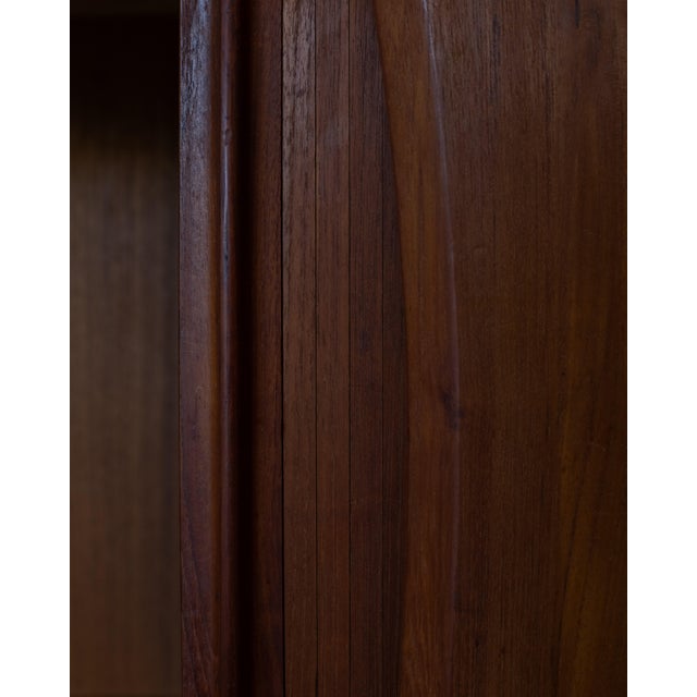 Brown Rare 1960s Bernhard Pedersen & Son Teak Credenza With Tambour Doors For Sale - Image 8 of 10