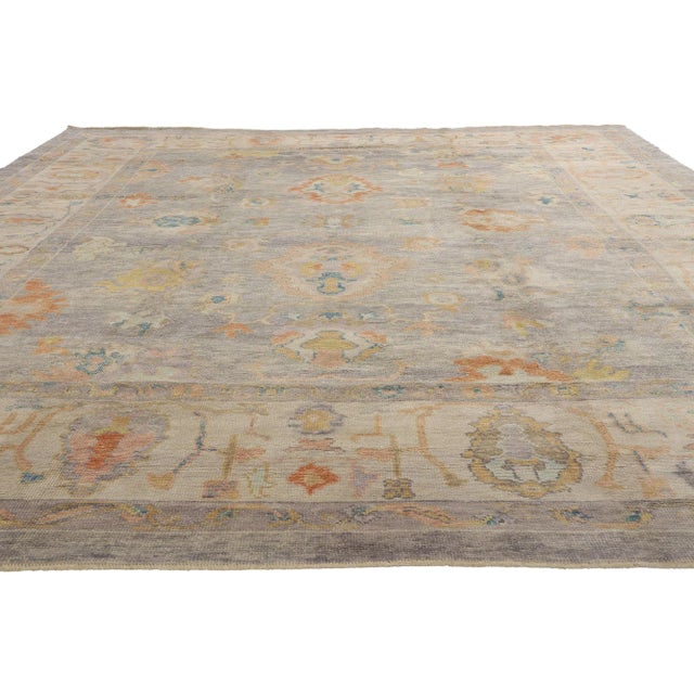 Contemporary Vintage Modern Turkish Oushak Rug- 11'01 X 14'00 For Sale - Image 3 of 9