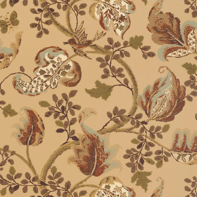 Sample - Schumacher Fox Hollow Wallpaper in Honey and Smoke For Sale