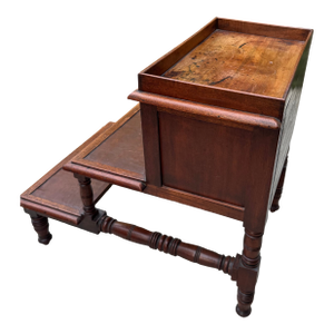 Antique Early 20th Century English Regency Mahogany and Leather Library / Bed Steps With Storage